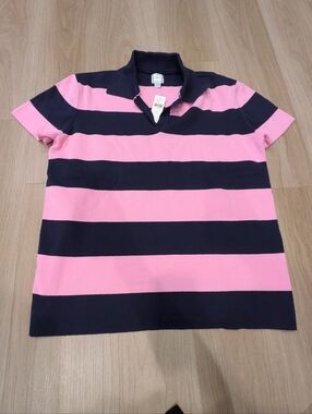 Anthropologie Maeve NWT Pink And Blue Striped Polo Size S